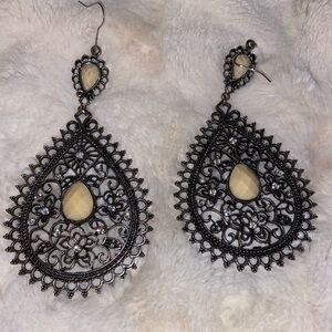 Elegant ladies large vintage Filigree Teardrop Earrings